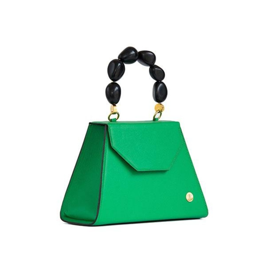 Top Handle Bags Eva Innocenti | Emilia-Green (With Black Tagua Handle) Top Handle Bag