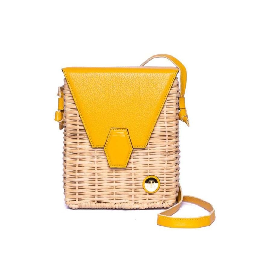 Basket Bags Eva Innocenti | Pau Yellow Basket Bag