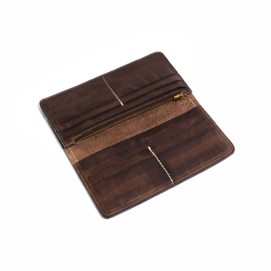 Small Leather Goods Eva Innocenti | Men Large Wallet-Chocolate Small Leather Goods