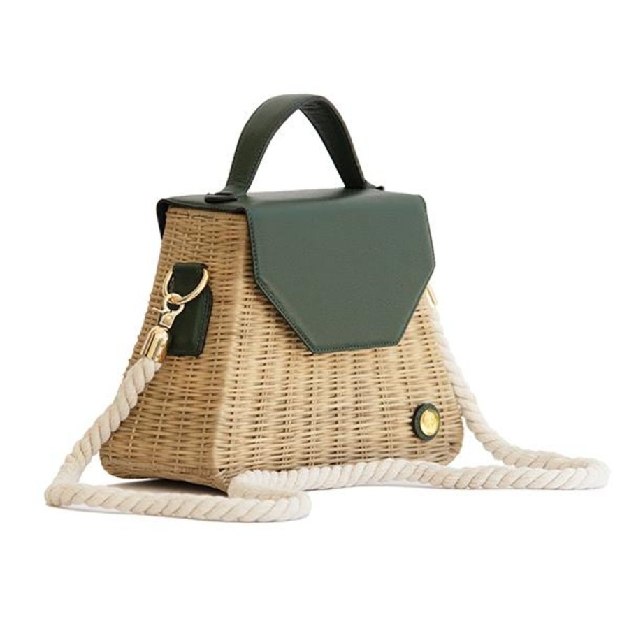 Basket Bags Eva Innocenti | Emma Basket-Olive Green Top Handle Bag