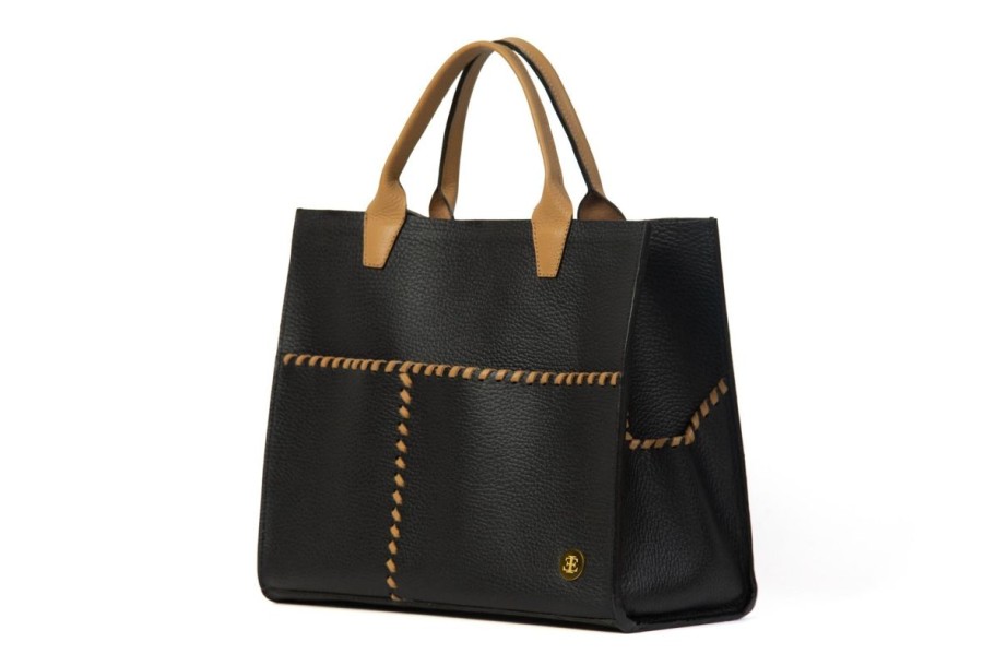 Totes Eva Innocenti | Sienna Mini Black-Camel Handle Tote